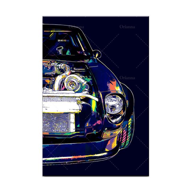 Modern Japanese Retro SuperCar Abstract Graffiti Wall Art Picture Modular Canvas Painting Posters Prints Living Room Home Decor No Frame