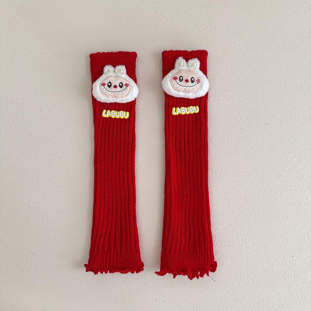 Autumn & Winter Cartoon Knit Leg Warmers: Cute Mid-Calf Ruffle Socks for Kids