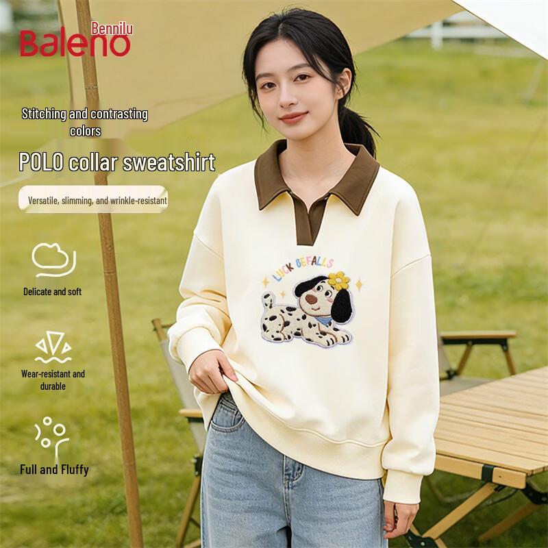 Baleno Women's Colorblock Polo Collar Graphic Sweatshirt