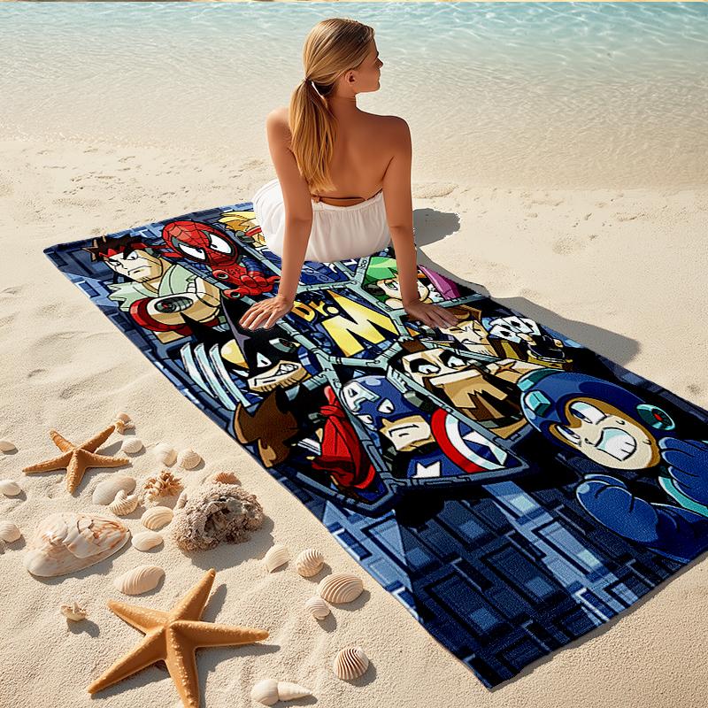 1Pc Superhero Mashup Adventure Beach Towel, Quick Dry, Multi-Use for Beach Pool Gym Yoga Home Travel, Christmas, Halloween, Xmas Gift M929117