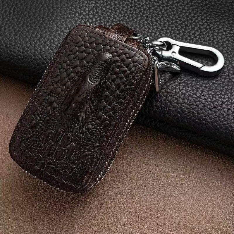 Single/Double Layer Leather Key Case for Car Key Wallet Pocket Key Holder Organizer Pouch Keys Organizer Zipper Case Bag