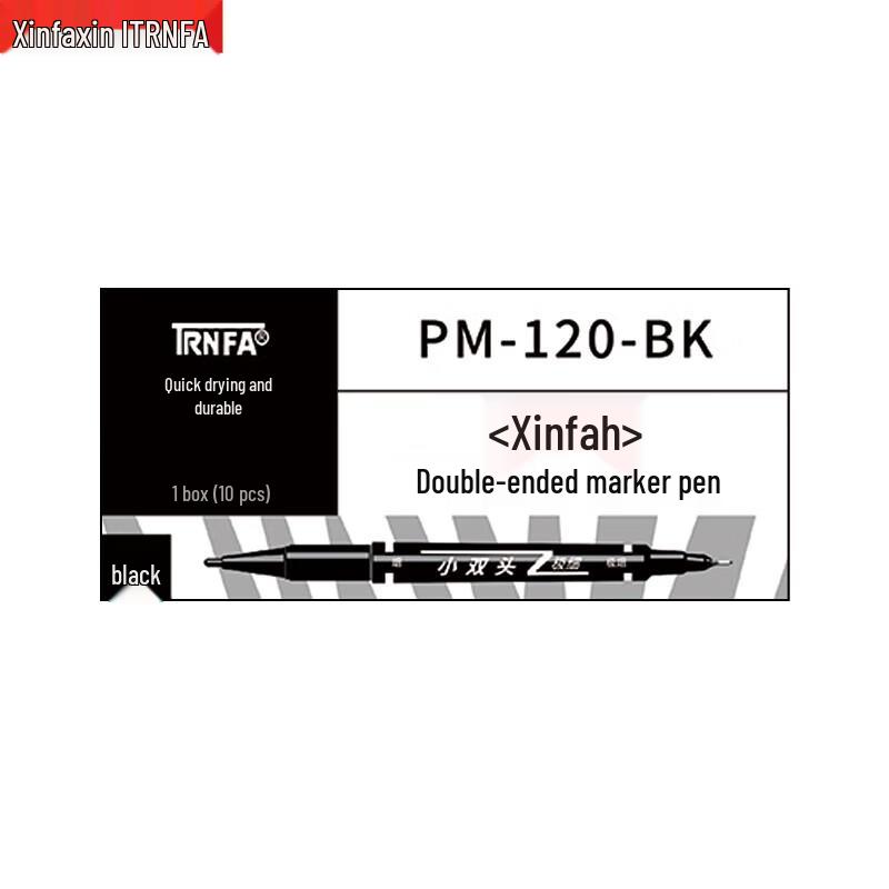 TRNFA Dual-Tip Oil-Based Marker Pen - 10 Black Pens чёрный
