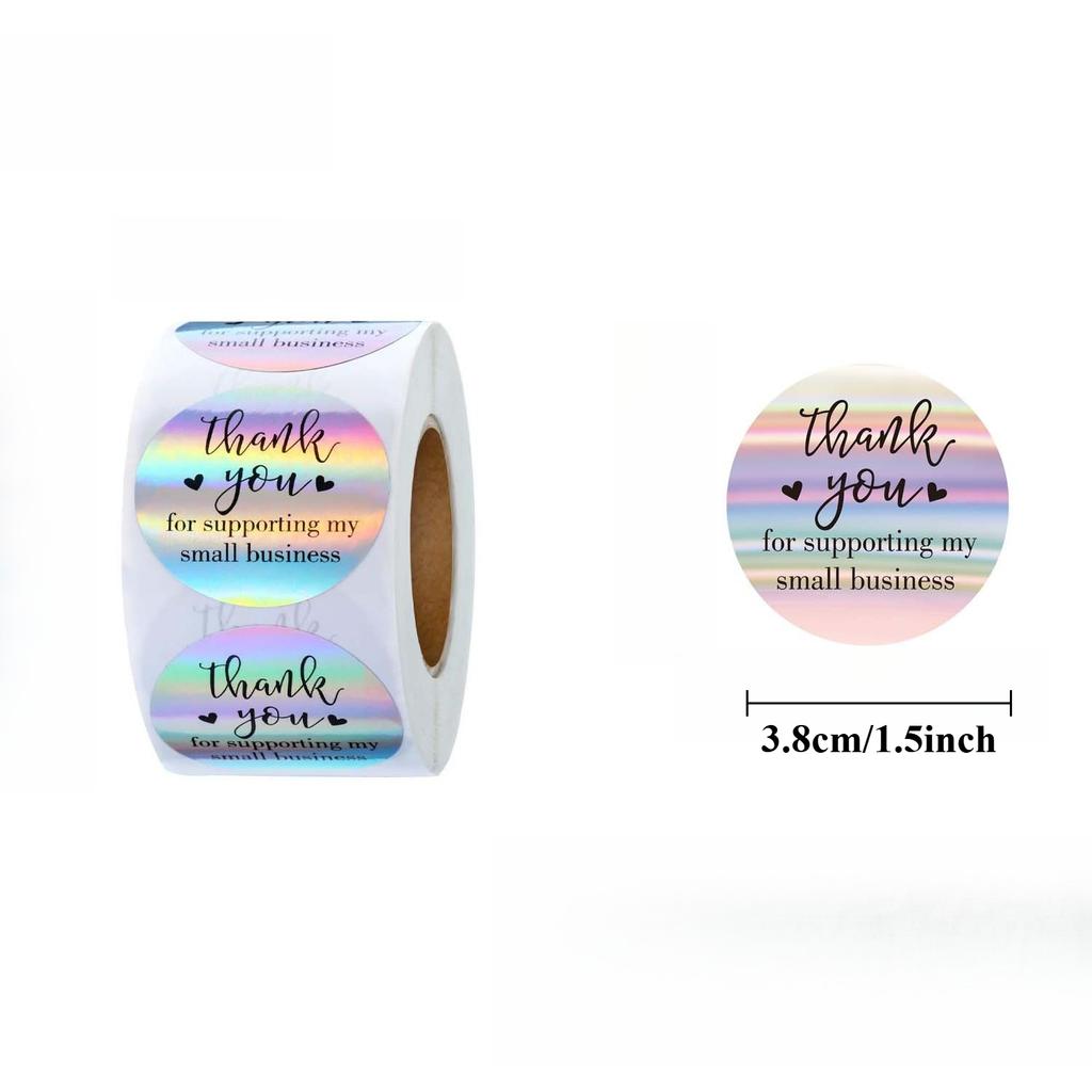 500pcs Holographic Thank You for Supporting My Small Business StickersPackaging Sealing Labels for Gift BagsBoxes  Envelopes.
