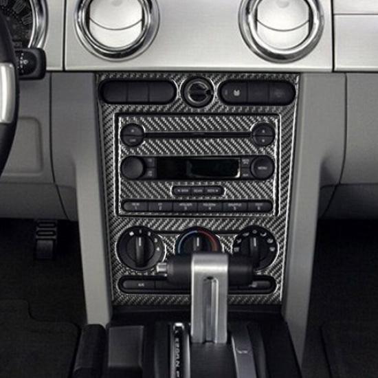 Carbon Fiber Center Console CD & AC Panel Cover Trim For Ford Mustang 2005-2008