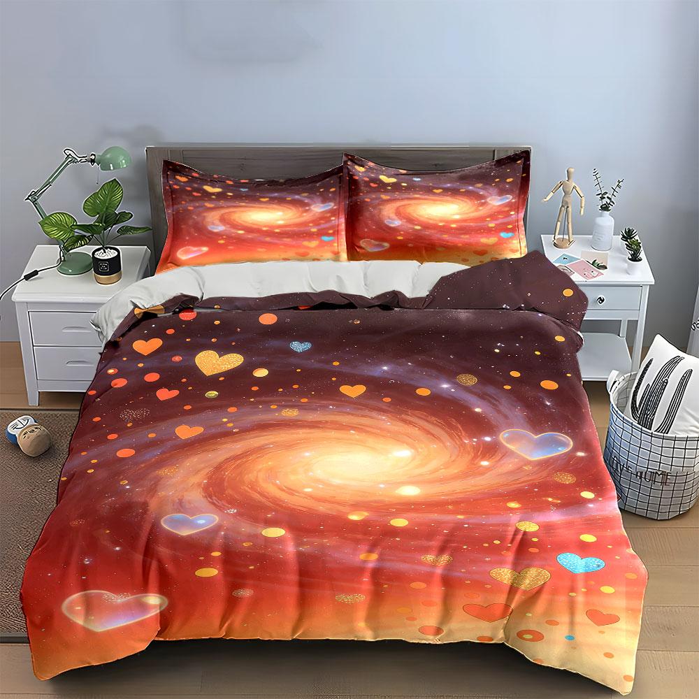 Galaxy swirl, sparkling hearts. Bedding sets Duvet cover sets Duvet covers Pillowcases(1 * Duvet Cover 2 * Pillowcases without duvet insert)