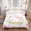 3pcs Petals Hello Kitty Quilt Cover Set (1 Quilt Cover + 2 Pillowcases Without Pillow Core), High-Definition Printing for Home and Dormitory.W075