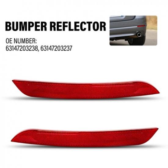2x Red Rear Bumper Reflector Brake Tail Case Plastic For 2010-13 BMW 528i Sedan