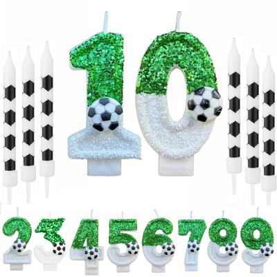 7 bougies d'anniversaire avec chiffres Blanc Football Chiffres 0-9 Bougies d'anniversaire pour décoration de gâteau pour enfants adultes Fournitures de fête d'anniversaire