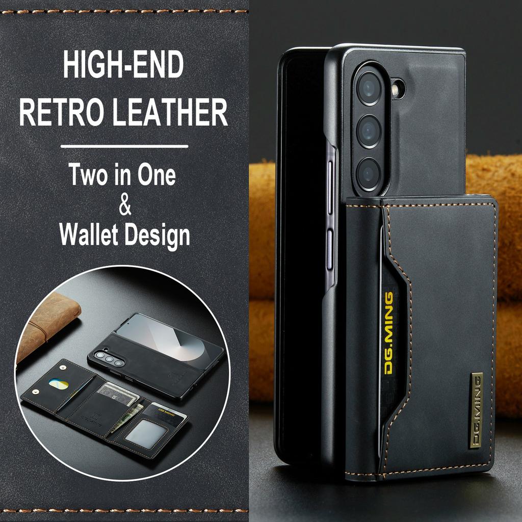 DG.MING M2 Series for Samsung Galaxy Z Fold6 5G Magnetic Case PU + PC + TPU Phone Cover Detachable Wallet Kickstand