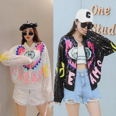 2024 European Station Sequin Eye Stand Collar Long Sleeve Jacket for Women