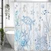 Underwater World Turtle Seagrass Coral Shower Curtain, Bathroom Decorative Shower Curtain, Waterproof Shower Curtain with Hooks