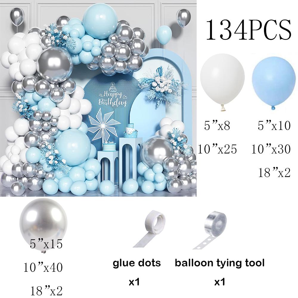 

Baby Blue Balloon Arch Kit White Blue Silver Balloons Garland Baby Shower Birtahday Party Wedding Anniversary Decoration Globos AS Picture