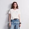 Chuyu Women's Antibacterial Cotton V-Neck T-Shirt with Abstract Heart Embroidery