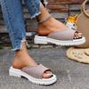 Fashion Ladies Slippers Summer Fashion Casual Mesh Comfortable Sequined Platform Waterproof Slippers Outdoor Flat Shoes. Plus Size43