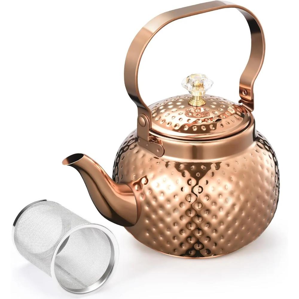Teapot with Removable Infuser Stainless Steel Coffee Tea Perfect Filter for Loose Leaf Maker Water Kettle for Induction Gas