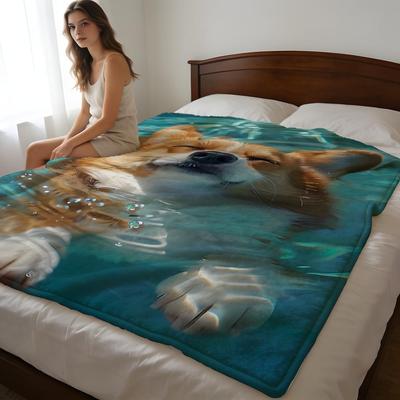 Throw High-Density Short Plush Blanket For Sofa Nap Air-Conditioned Room Soft Skin-Friendly Dog