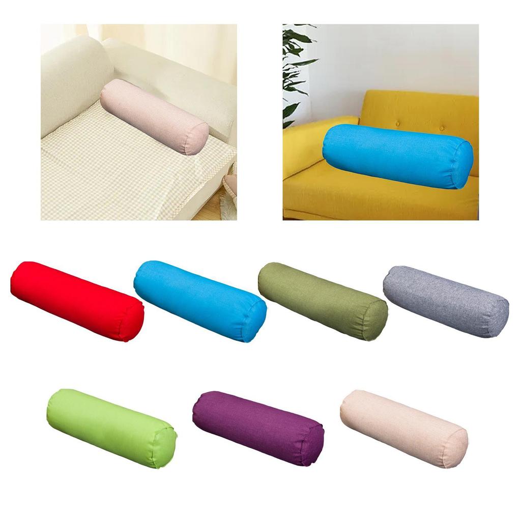 Round Pillow Bolster Cushion Throw Pillow Roll Neck Pillow for Home Fitness Yoga