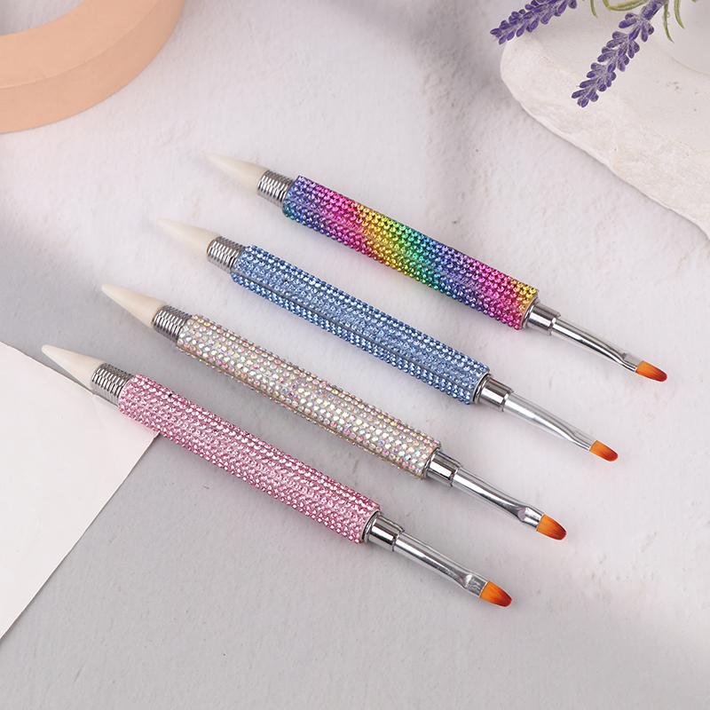 Shiny Diamond Nail Art Brush Double-Ended Dotting Pen Carving Flower Painting Pen Diy Manicure Tool Acrylic Uv Gel Extension