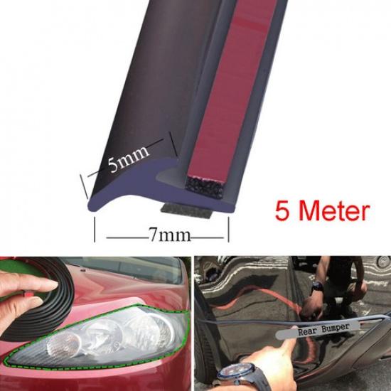 5M Slanted T-Type Seal Strip Car Headlight Bumper Lip Fender Rubber Weatherstrip