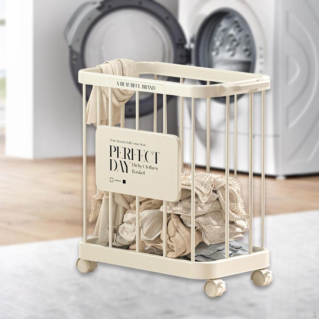Laundry Basket Dirty Clothes Hamper Cart Rolling for Small Space