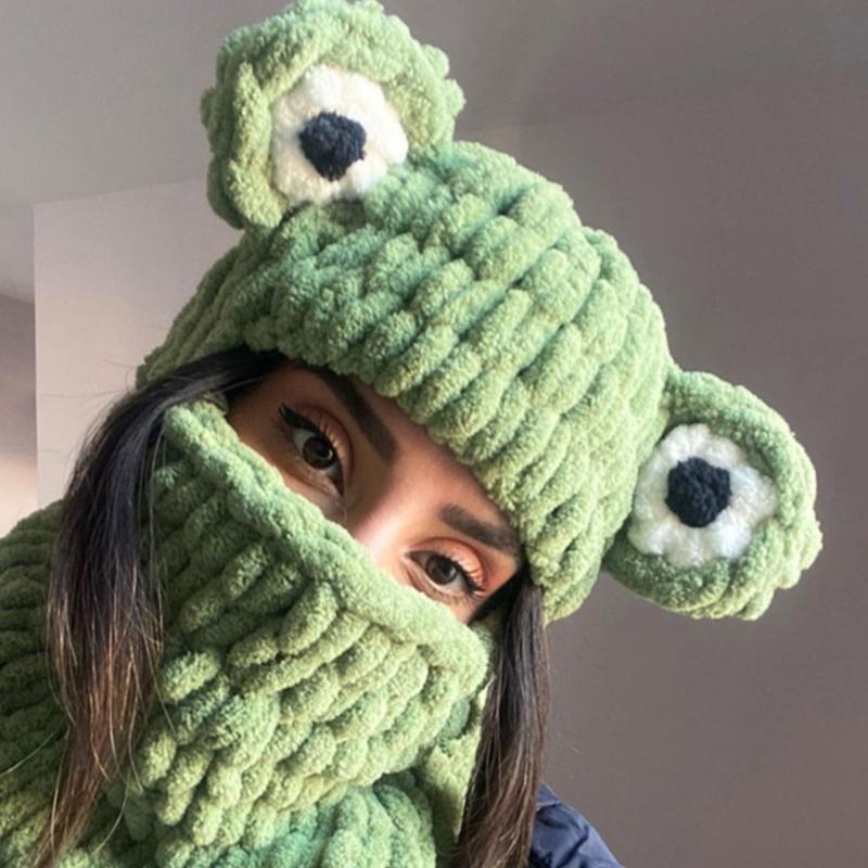 Winter Hat Cartoon Knitting Hat Cute Animal Ear Cosplay Hat Outdoor Sport Hat Woolen Caps Windproof Headwear Balaclava