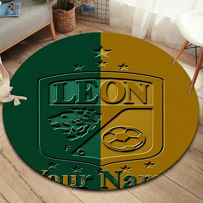 Leon Fc Crest Custom Name Round Area Rug Carpet Rug For Living Room Bedroom Sofa Playroom Decor Nonslip Floor Mat