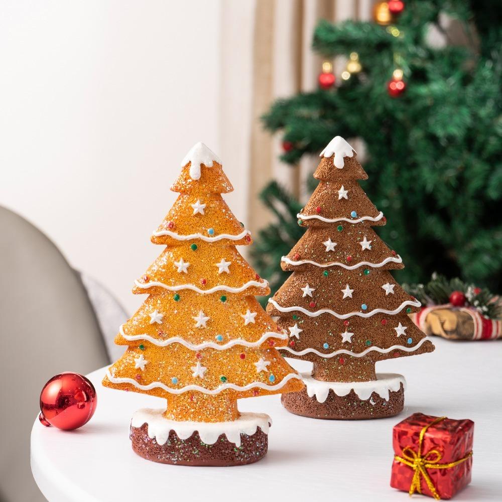 15cm Resin Gingerbread Christmas Tree Figurines Holiday Decoration Accessories Xmas Gift Table Bookcase Room Decor Object Gifts