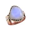 Natural Rainbow Moonstone Gemstone Two Tone 925 Sterling Silver Ring S.6.5 Z3C44