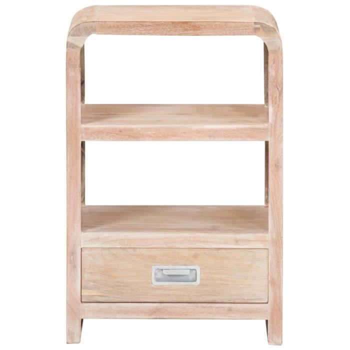 Table de chevet - vidaXL - Bois d'acacia massif - 40x30x60 cm - 1 tiroir - 2 étagères