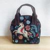 Embroidered Ethnic Canvas Handbag for Women: Shell-Shaped Purse with Jacquard Design