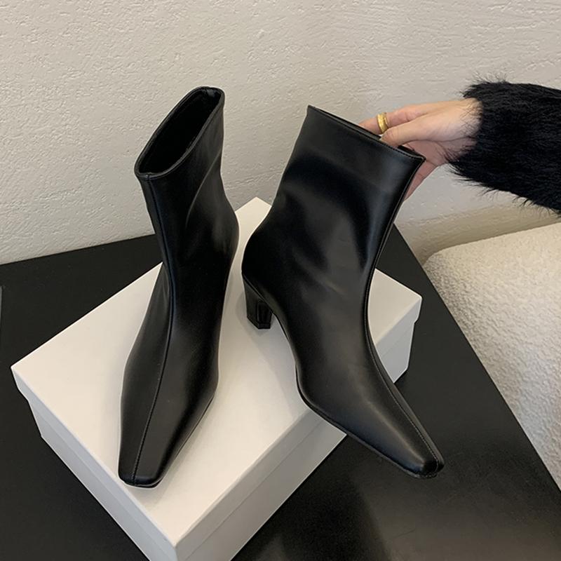Fashion SUOJIALUN 2024 New Brand Women Ankle Boots Fashion Square Low Heel Slip On Ladies Elegant Short Boots Outdoor Dress Chelsea Boot