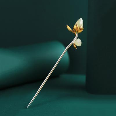 Nová Přírodní Hetianská Jadeitová Lotosová Vlásenka Tiára Dámské Vlasové Šperky Retro Elegantní Čínský Styl Hanfu Doplňky Svatba Dárek