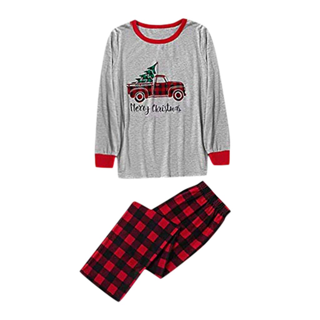 

Ramidos Christmas Mom Mommy Letter Plaid Printed Top+Pants Family Clothes Pajamas
