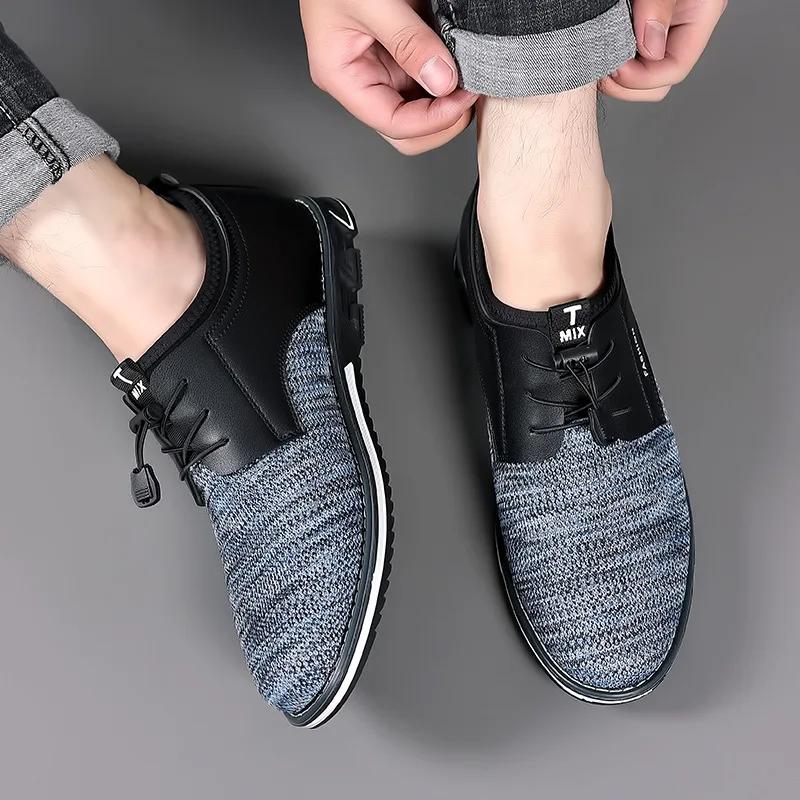 2024Spring Autumn Mesh Breathable Sneakers Comfortable Non-slip Casual Shoes for Men Fashion Mixed Colors Sapato Masculino Couro