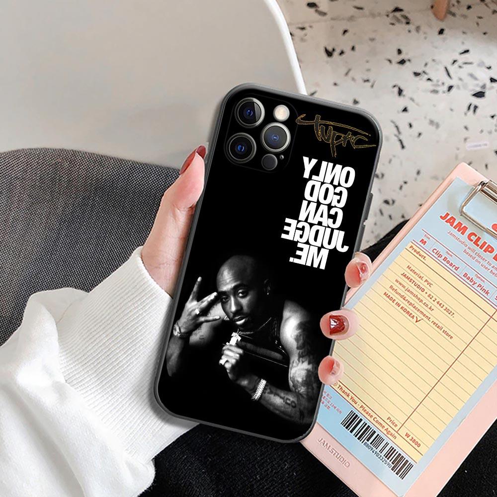 Hiphop Rap Singer 2Pac Tupac Shakur Phone Case for iPhone 17 16 14 15 Pro Plus 11 13 17 Pro 17Air 16 e Case Black Soft Cover