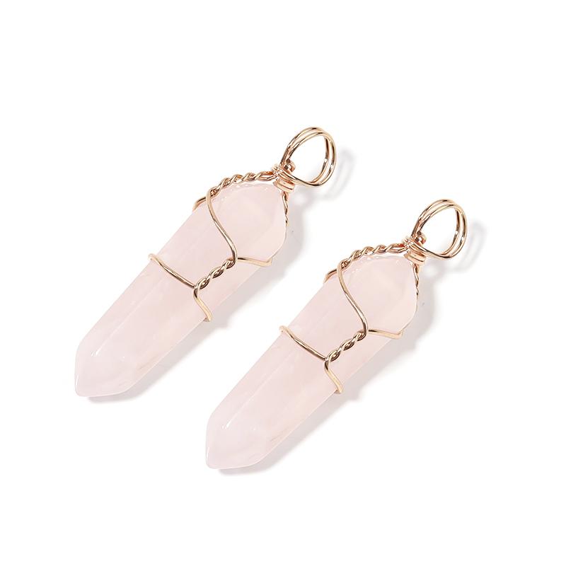 1 Pc Natural Stone Charms 40mm Color Bullet Shaped Handmade Gold Wire Pendants for DIY Necklace Gifts Jewelry Making Accessories