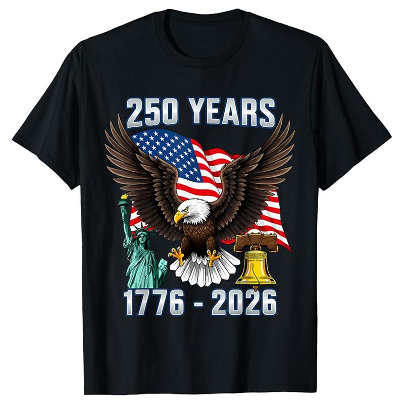 USA 250 Years Still Free Print Flag T-shirt Unisex Cool Funny Statue Of Liberty Pattern T Shirts Hip Hop Street T Shirts 2026