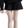French Retro Elegant Lace Gray Stockings Women'S Ultra-Thin Summer Vertical Striped Bead Chain Jacquard Lolita Pantyhose