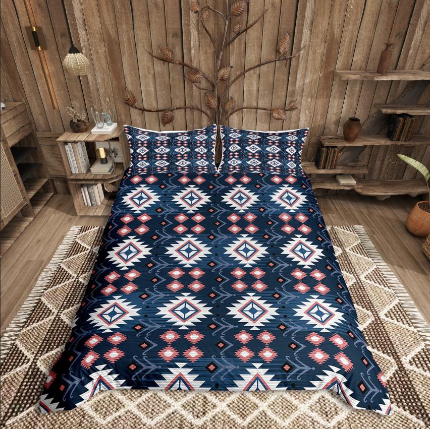 Homewish Tribal Aztec Duvet Cover Set,Bohemian Theme Bedding Set for Teens,exotic Style Decor