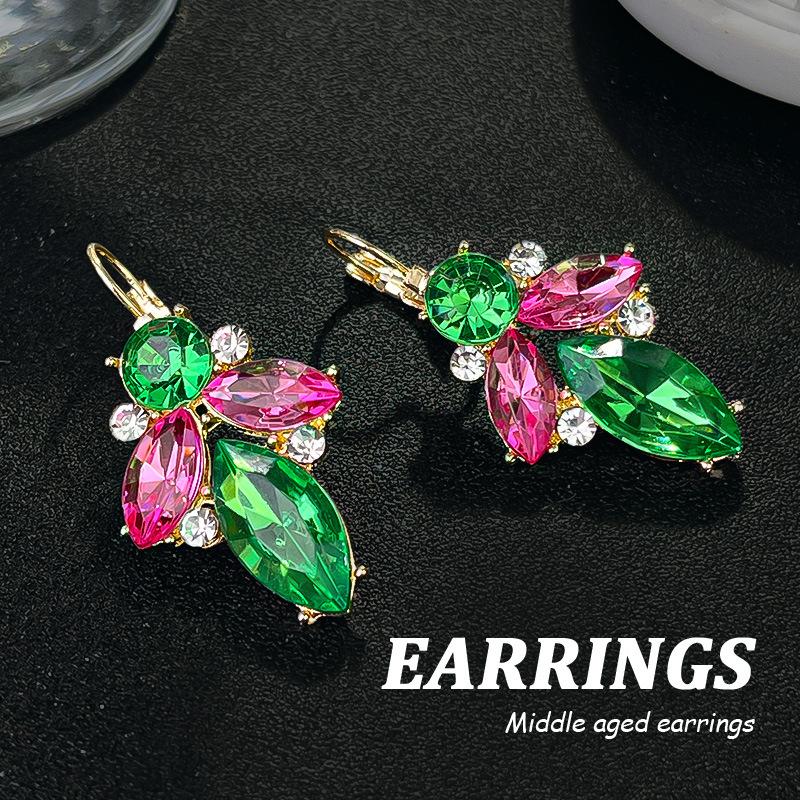 Boucles d'oreilles pendantes Zircon Fleur Colorée pour Femmes, Boucles d'oreilles pendantes Statement pour Fête & Usage Quotidien