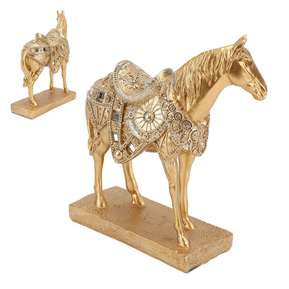 Horse Resin Horse Desktop Ornament Gold Animal Themed Collection Craft Office Desktop Layout Piece