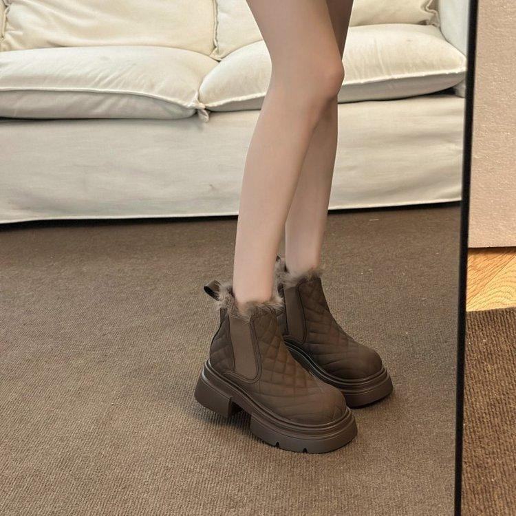 Chunky Heel Snow Boots, Women's Shoes, New Style, Thick Sole, Padded Cotton Boots