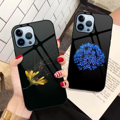 Flowers Floral Phone Case For Iphone 14 13 11 12 Pro Max Mini Xs Xr X 7 8 6s Plus Se 2022 Tempered Glass Cover Protection Shell