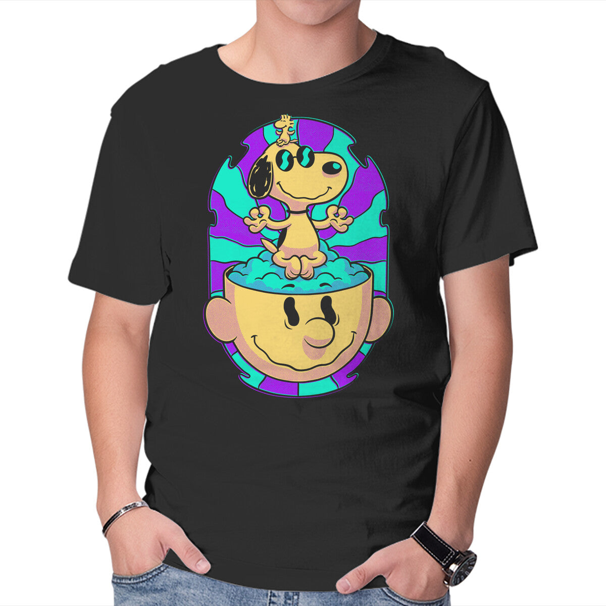 Unisex Crew Neck T-Shirt Psychedelic Beagle Kid Graphic Short Sleeve Casual Tee XXXXL