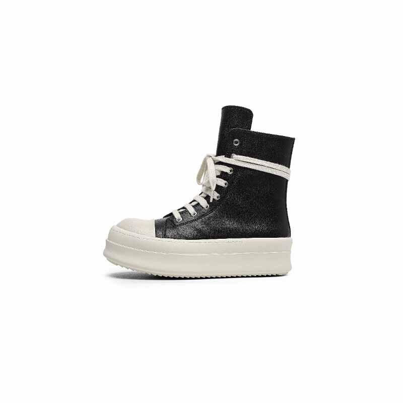 Thick-Soled Heightening Black And White High-Top Board Shoes Men'S And Women'S Couple Boots Side Zipper Tooling Boots Spring Senior Martin Boots