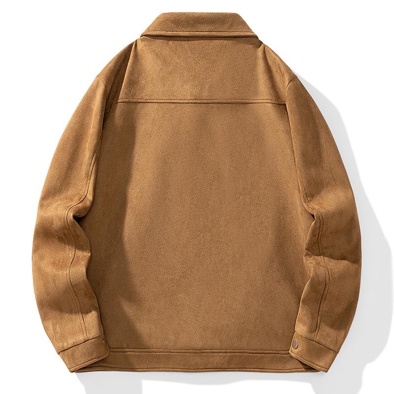 Men’s 2024 Autumn Suede Jacket: Trendy Loose Fit with Turn-Down Collar - Versatile Casual Top.