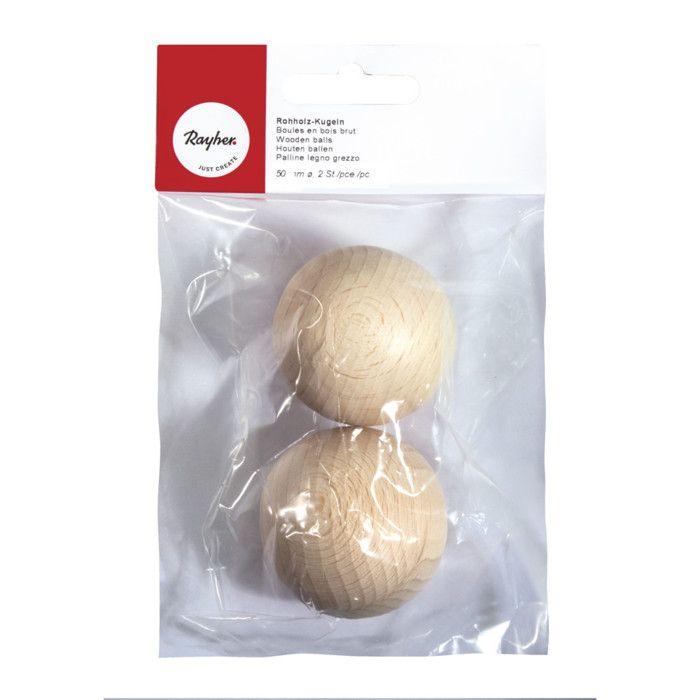 Boules en bois ø 50 mm Non percées 2 pièces