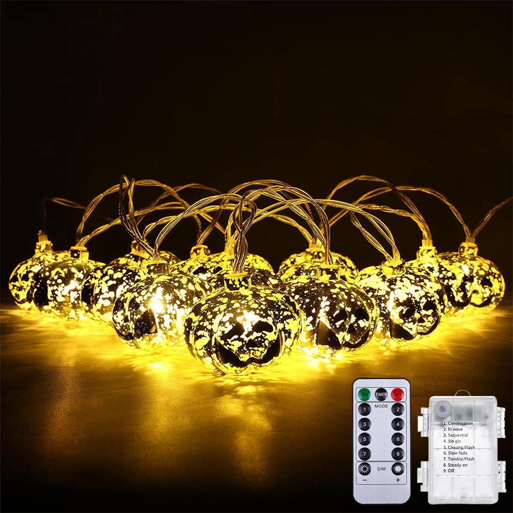 LED-Kürbis-Lichter, Halloween-Party-Dekoration, Totenkopf-Lichterkette, Bar-Fernbedienung