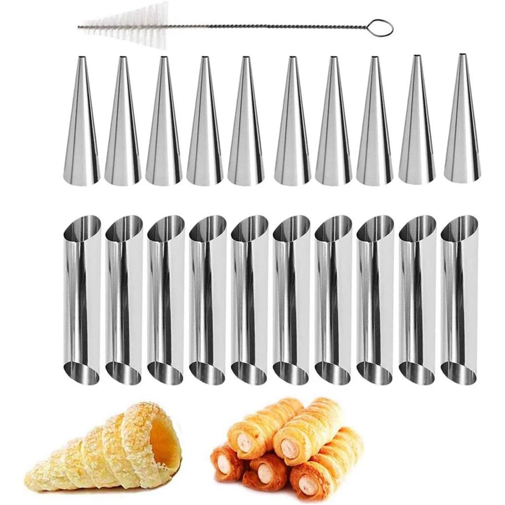 Non-stick Stainless Steel Baking Cones Danish Pastry Roll Forms Croissant Cream Horn Mold Cannoli Tubes