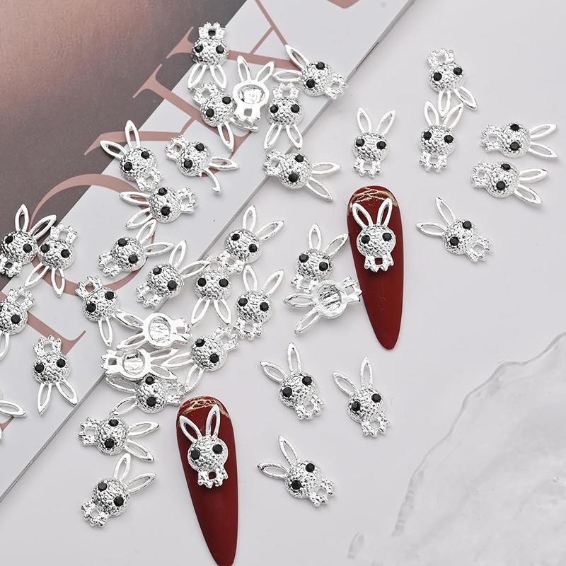 

WTEMPO Rabbit Shaped Designs Nail Charms Kit 3D Cute Mini Mixed Color DIY Nail Art Decorations Manicure Decorations, Creative Carfts Making Supplies 50pcs срібний